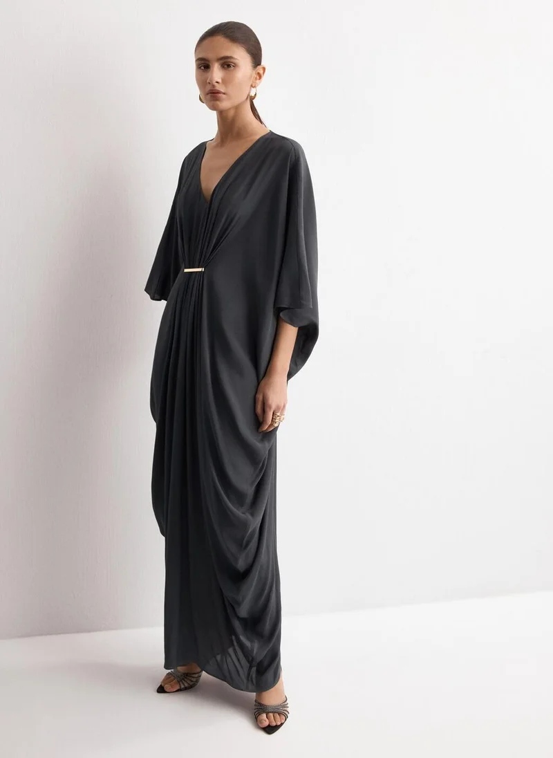 مانجو Draped dress with three-quarter length sleeves